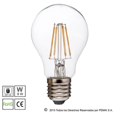Lámparas LED E27 COB filamento 8W